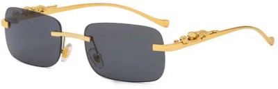 I Flash Rectangular Sunglasses(For Men & Women, Black)