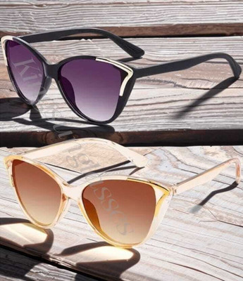 New Specs Cat-eye, Butterfly Sunglasses(For Women, Black, Brown)