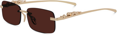 I REBEL Retro Square, Rectangular Sunglasses(For Men & Women, Brown)