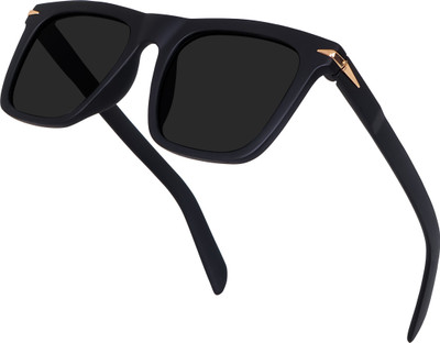 I REBEL Retro Square, Wayfarer Sunglasses(For Men & Women, Black)
