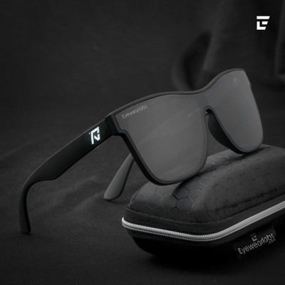 Eyewearlabs Rectangular, Over-sized Sunglasses(For Men & Women, Black)