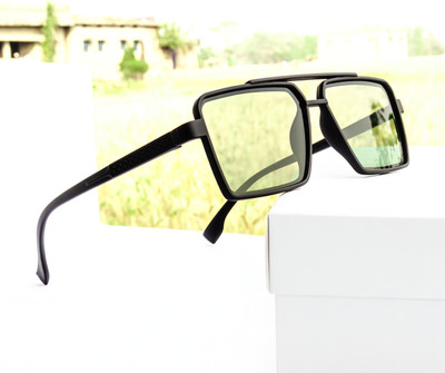 jiebo Retro Square Sunglasses(For Men & Women, Green)