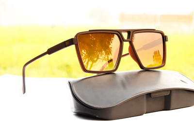 Durer Retro Square Sunglasses(For Men & Women, Brown)