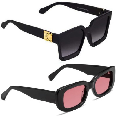 ELLIGATOR Retro Square Sunglasses(For Men & Women, Black)