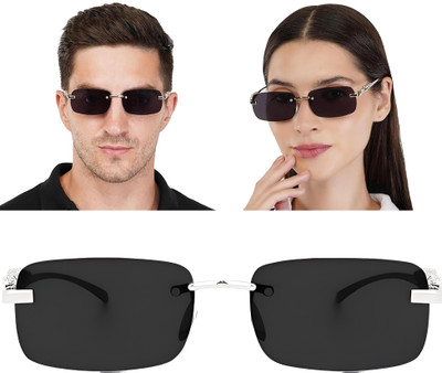 DKERAOD Rectangular Sunglasses(For Men & Women, Black)