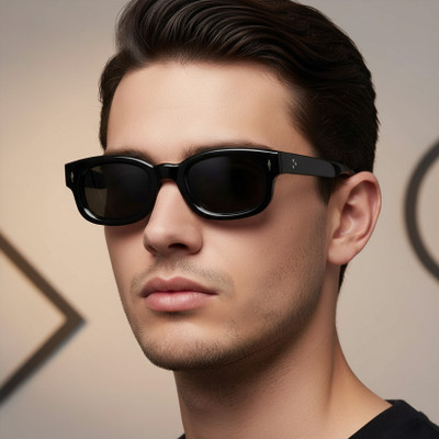 PETER JONES Retro Square Sunglasses(For Men & Women, Black)