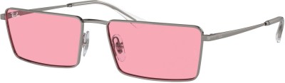 Ray-Ban Rectangular Sunglasses(For Men & Women, Pink)