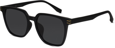 Lenskandy Retro Square Sunglasses(For Men, Black)