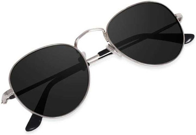 kingsunglasses Round Sunglasses(For Men & Women, Black)