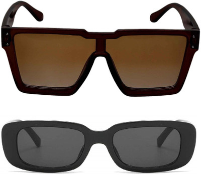 TheWhoop Rectangular Sunglasses(For Women, Brown)
