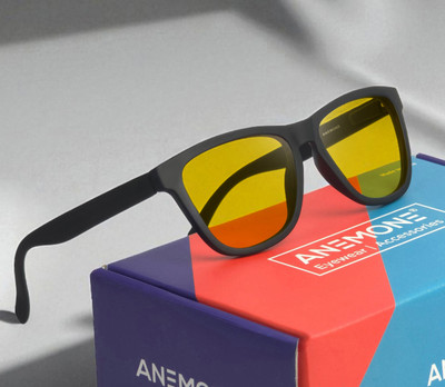 Anemone Wayfarer, Retro Square Sunglasses(For Men & Women, Yellow)