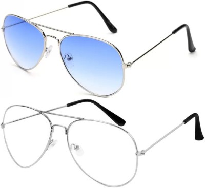 zivanto Aviator Sunglasses(For Men & Women, Blue, Clear)