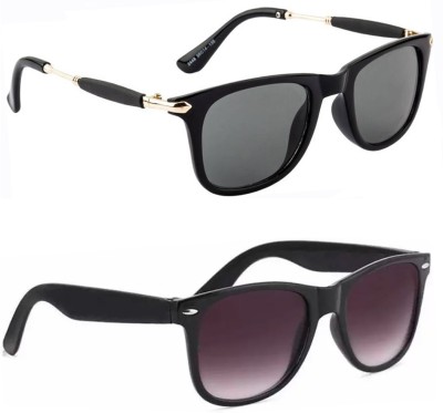 ELLIGATOR Rectangular, Retro Square, Wayfarer Sunglasses(For Men, Black)