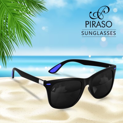 PIRASO Wayfarer, Clubmaster, Sports Sunglasses(For Men & Women, Black, Blue)