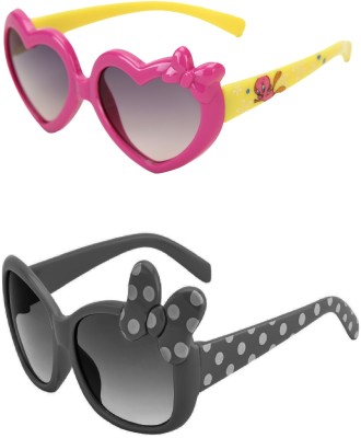 AMOUR Oval Sunglasses(For Boys & Girls, Black)