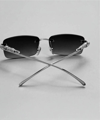 Sunglance Aviator, Rectangular Sunglasses(For Men & Women, Black)