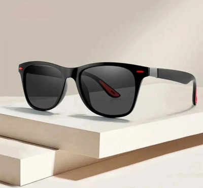 peter india Retro Square Sunglasses(For Men, Black)