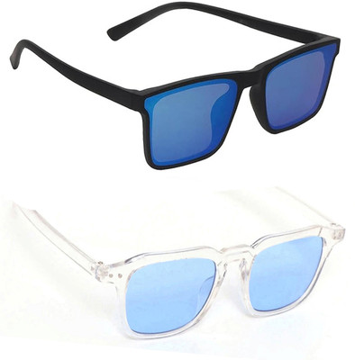 ELLIGATOR Retro Square, Sports, Wayfarer, Rectangular Sunglasses(For Men & Women, Blue, Blue)