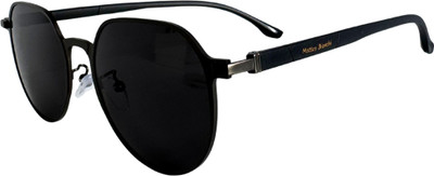 Matteo Bianchi Aviator Sunglasses(For Men & Women, Black)