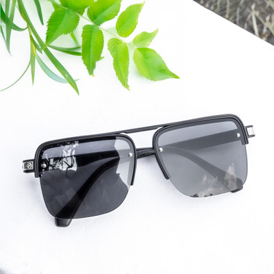 jiebo Retro Square Sunglasses(For Men, Black)