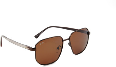 HEXXA Rectangular Sunglasses(For Men, Brown)