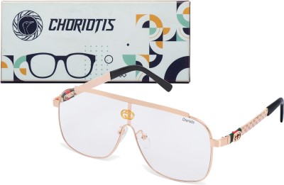 CHORIOTIS Retro Square, Over-sized Sunglasses(For Men & Women, Clear)