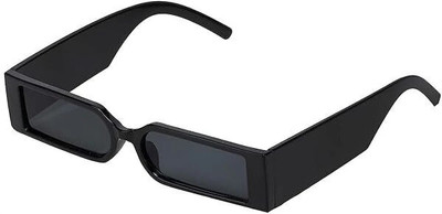 The Studded Rectangular Sunglasses(For Men & Women, Black)
