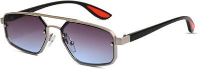 Hashtag eyewear Rectangular Sunglasses(For Men, Grey, Blue)