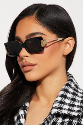 AISLIN Rectangular Sunglasses(For Men & Women, Black)