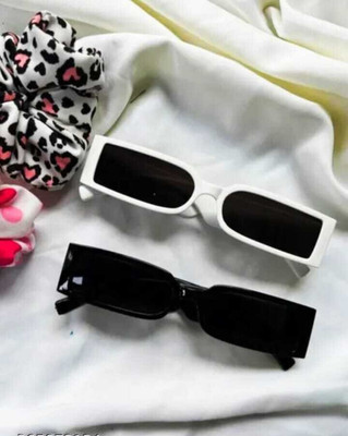 LENS LIBRARY Retro Square, Rectangular Sunglasses(For Men & Women, Black)