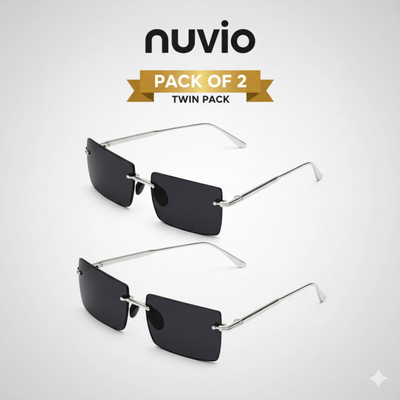 NUVIO Oval, Rectangular Sunglasses(For Boys & Girls, Black, Grey)