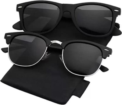 Sunglance Clubmaster, Wayfarer, Round, Rectangular, Sports, Spectacle  Sunglasses(For Men & Women, Black)