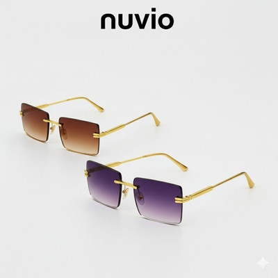 NUVIO Rectangular, Shield Sunglasses(For Men & Women, Brown, Violet)