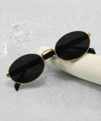 Zeemork Oval Sunglasses(For Men & Women, Black)