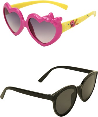 AMOUR Oval Sunglasses(For Boys & Girls, Black)