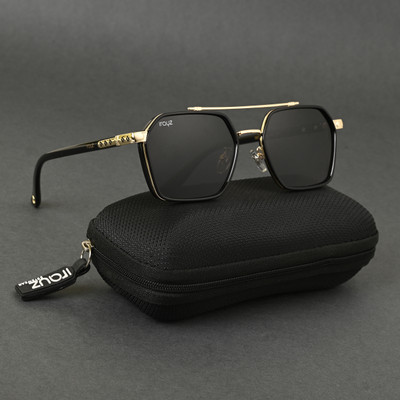 Irayz Retro Square Sunglasses(For Men & Women, Black)
