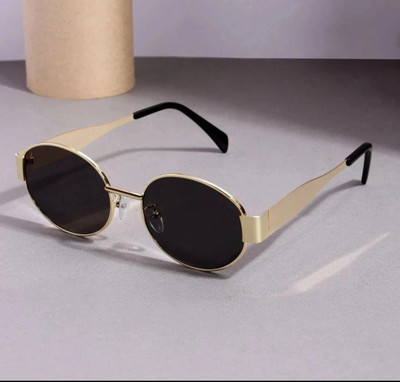 Dcmr Oval, Round Sunglasses(For Men & Women, Black)