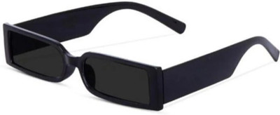 LENS LIBRARY Rectangular Sunglasses(For Men & Women, Black)