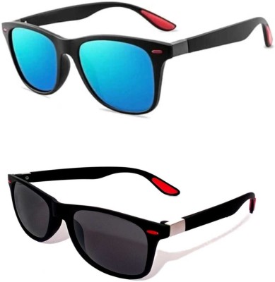 ETHNICSS Retro Square, Wayfarer Sunglasses(For Men & Women, Blue, Black)