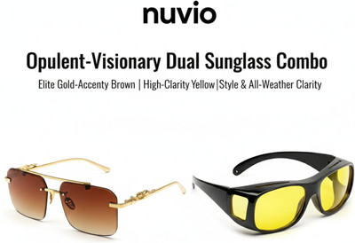 NUVIO Rectangular, Wrap-around Sunglasses(For Boys & Girls, Brown, Yellow, Black)