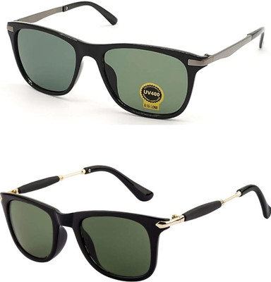EDENSCOPE Retro Square, Sports, Wayfarer, Rectangular Sunglasses(For Men & Women, Black, Black)
