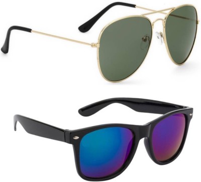Elgator Aviator, Wayfarer Sunglasses(For Men & Women, Blue, Green)