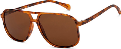 VINCENT CHASE by Lenskart Rectangular Sunglasses(For Men & Women, Brown)