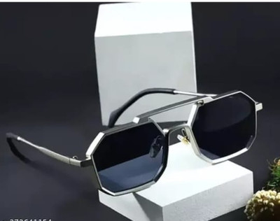 UVYSUNGLASSES Retro Square, Oval Sunglasses(For Boys & Girls, Black)