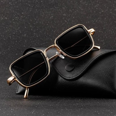 Supreno Retro Square Sunglasses(For Men & Women, Black)