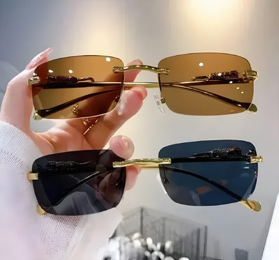 spectaswag Rectangular, Over-sized Sunglasses(For Men & Women, Brown, Black)