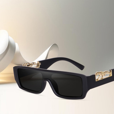 Alligator Rectangular, Retro Square Sunglasses(For Boys & Girls, Black)