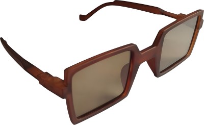 jiame Rectangular Sunglasses(For Men & Women, Brown)