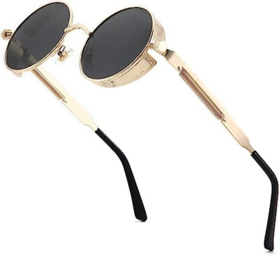 Supreno Round Sunglasses(For Men, Black)