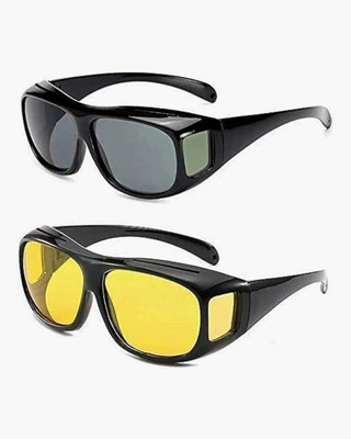 Moda Bay Wrap-around Sunglasses(For Men & Women, Black, Yellow)